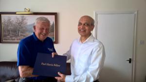 Suren Receiving his PHF Award from Peter Tracey